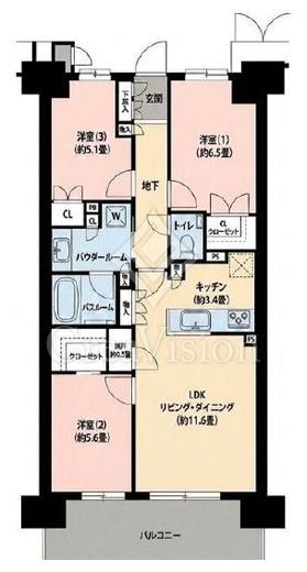 プレミスト鶴見花月総持寺ステーションフロント　1021号室　間取り