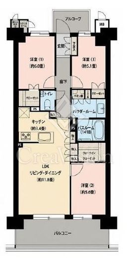 プレミスト鶴見花月総持寺ステーションフロント　1407号室　間取り