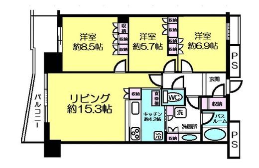 キャピタルマークタワー　17F4号室　間取り