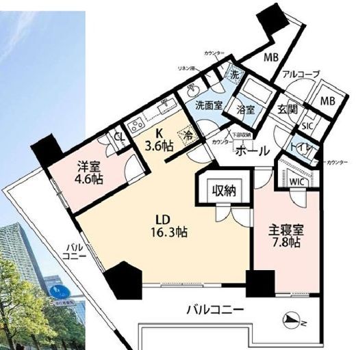 キャピタルマークタワー　29F1号室　間取り