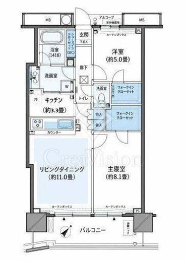 キャピタルマークタワー　15F2号室　間取り