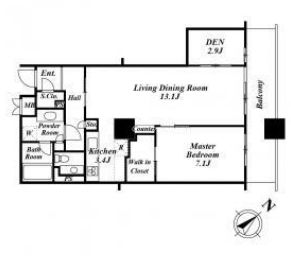 オリゾンマーレ　12F1号室　間取り