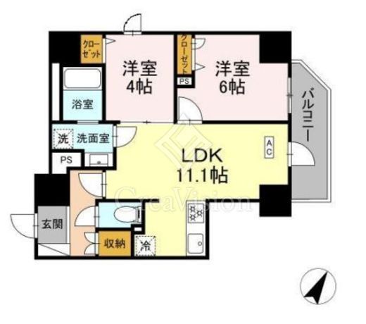 K.H.Mビル　701号室　間取り