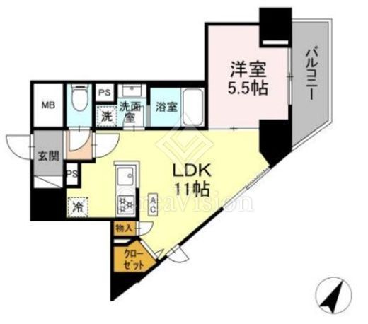 K.H.Mビル　902号室　間取り