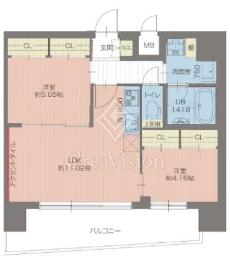 プレジオ葛西ASIAN　1105号室　間取り