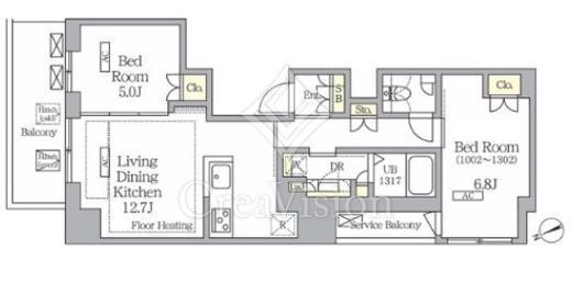 ヴェント四谷　502号室　間取り