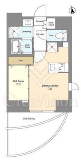 Ｖｉｌｌａ　Ｃｒｅｓｔ　Ｈｉｇａｓｈｉ　Ｕｅｎｏ　1202号室　間取り