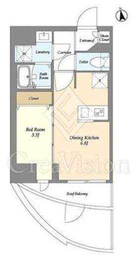 Ｖｉｌｌａ　Ｃｒｅｓｔ　Ｈｉｇａｓｈｉ　Ｕｅｎｏ　1401号室　間取り