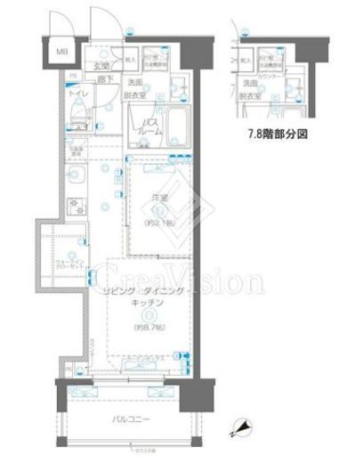 ZOOM立川CinemaSite　802号室　間取り