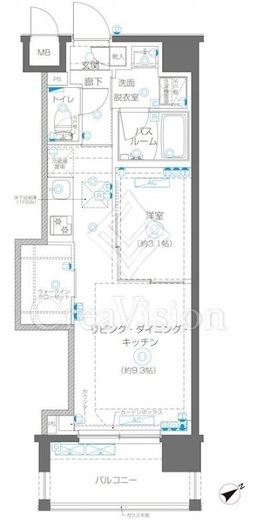 ZOOM立川CinemaSite　808号室　間取り