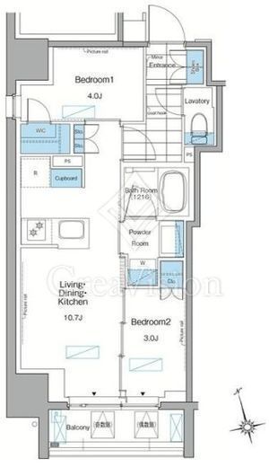 ルフォンプログレ上野稲荷町ザ・レジデンス　202号室　間取り