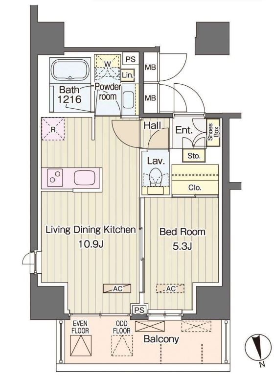ヴェルデコート西新宿　1105号室　間取り