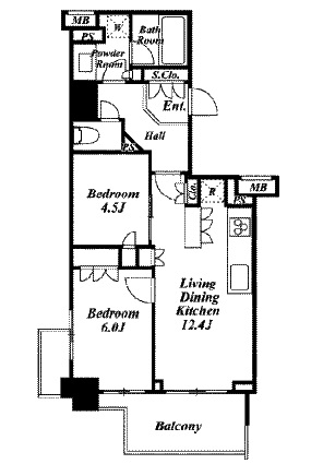 ザ・パークハウス赤坂レジデンス　9F1号室　間取り