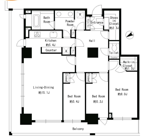 パークタワー芝浦ベイワード アーバンウイング　2704号室　間取り