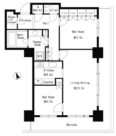 パークタワー芝浦ベイワード アーバンウイング　1902号室　間取り