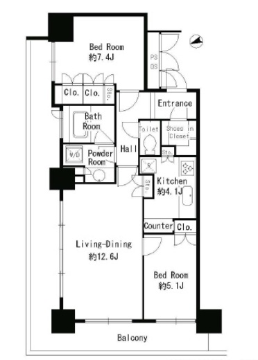 パークタワー芝浦ベイワード アーバンウイング　408号室　間取り