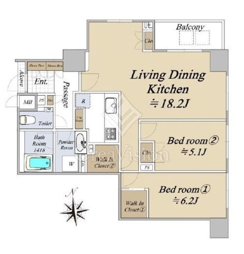 グラーサ銀座イースト　8F1号室　間取り