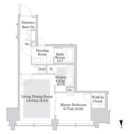 ラ・トゥール飯田橋　1603号室　間取り
