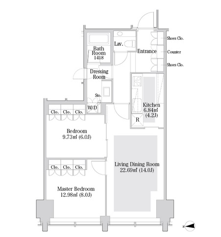 ラ・トゥール飯田橋　1605号室　間取り