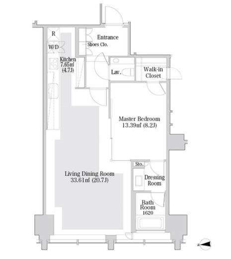 ラ・トゥール飯田橋　1706号室　間取り