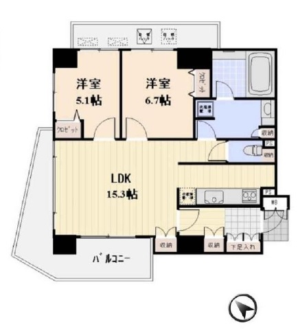 プロスペクト清澄庭園　201号室　間取り