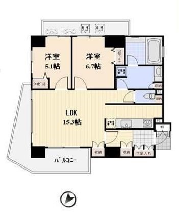 プロスペクト清澄庭園　701号室　間取り