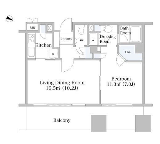 千代田ファーストハイツ　1611号室　間取り
