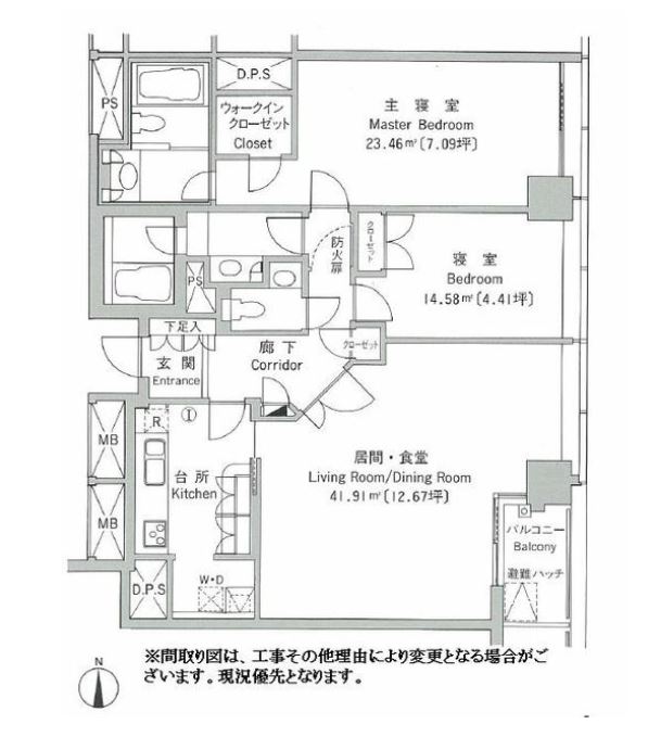 紀尾井町ガーデンタワー　2203号室　間取り