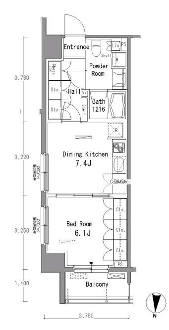 パークアクシス東陽町　1306号室　間取り