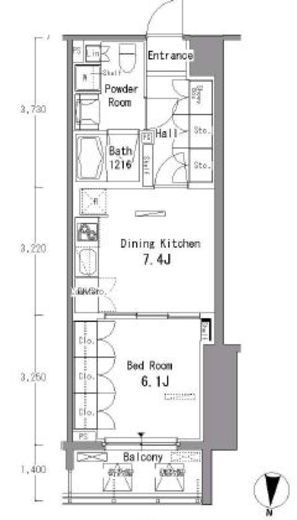 パークアクシス東陽町　1307号室　間取り