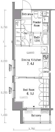 パークアクシス東陽町　1406号室　間取り