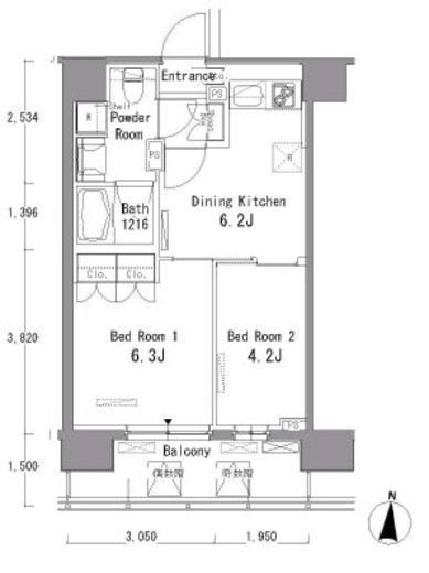 パークアクシス東陽町　202号室　間取り