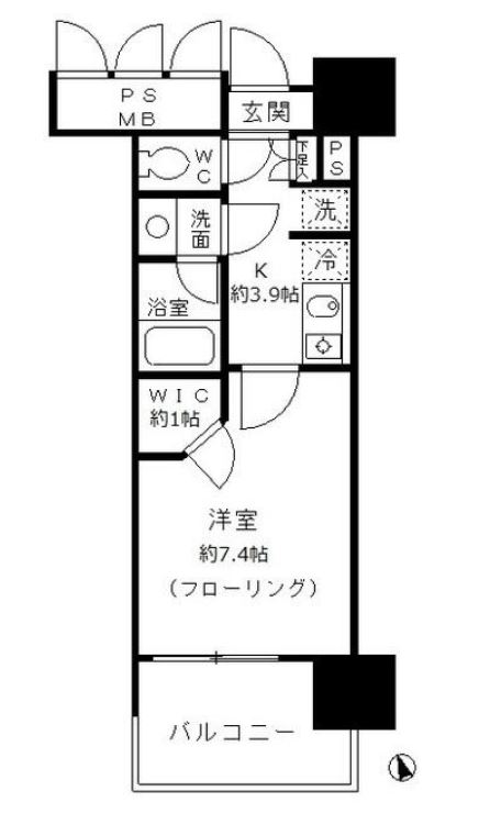 フォンテーヌ芝浦　907号室　間取り