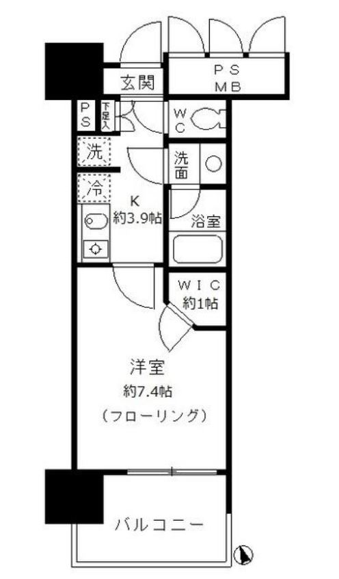 フォンテーヌ芝浦　1404号室　間取り