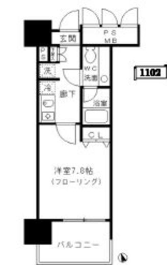 フォンテーヌ芝浦　1303号室　間取り