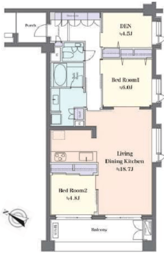 フォルム六番町　6F1号室　間取り