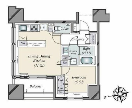 パークリュクス恵比寿　601号室　間取り