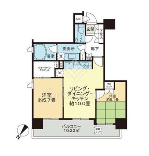 リシェ五反田スカイビュー　1205号室　間取り