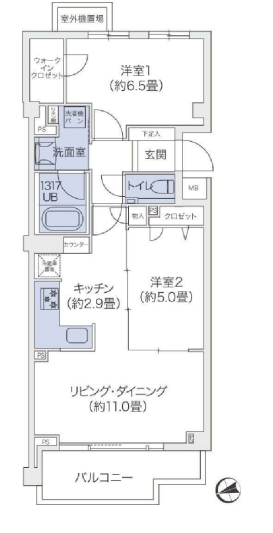 代官山BLESS鉢山　205号室　間取り