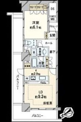 西新宿パークサイドタワー　501号室　間取り
