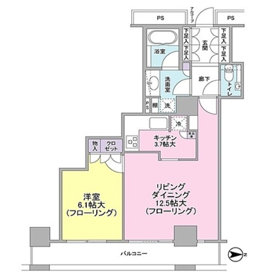 ソアールタワー市ヶ谷の丘　308号室　間取り