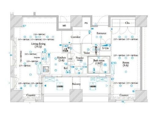 ザ・タワー芝浦　1703号室　間取り
