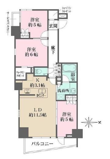 ザ・パークハウス新宿柏木　601号室　間取り