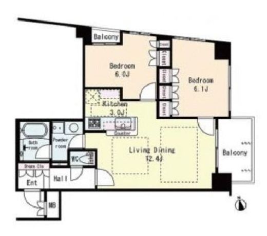 アパガーデンズ新宿戸山公園　4F1号室　間取り