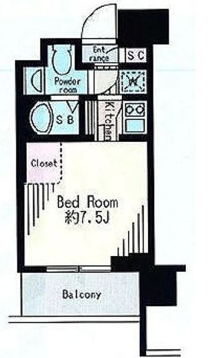 レジディア市谷薬王寺　1007号室　間取り
