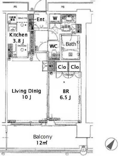 パークタワー品川ベイワード　15F4号室　間取り