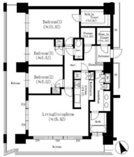 パークタワー品川ベイワード　1806号室　間取り
