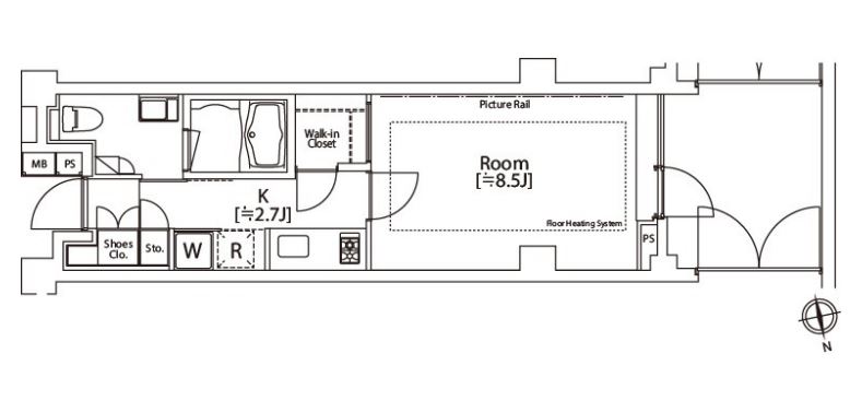 カスタリア市ヶ谷　107号室　間取り