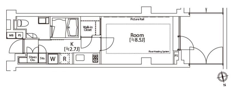 カスタリア市ヶ谷　101号室　間取り
