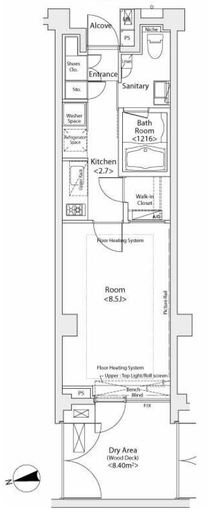 カスタリア市ヶ谷　104号室　間取り